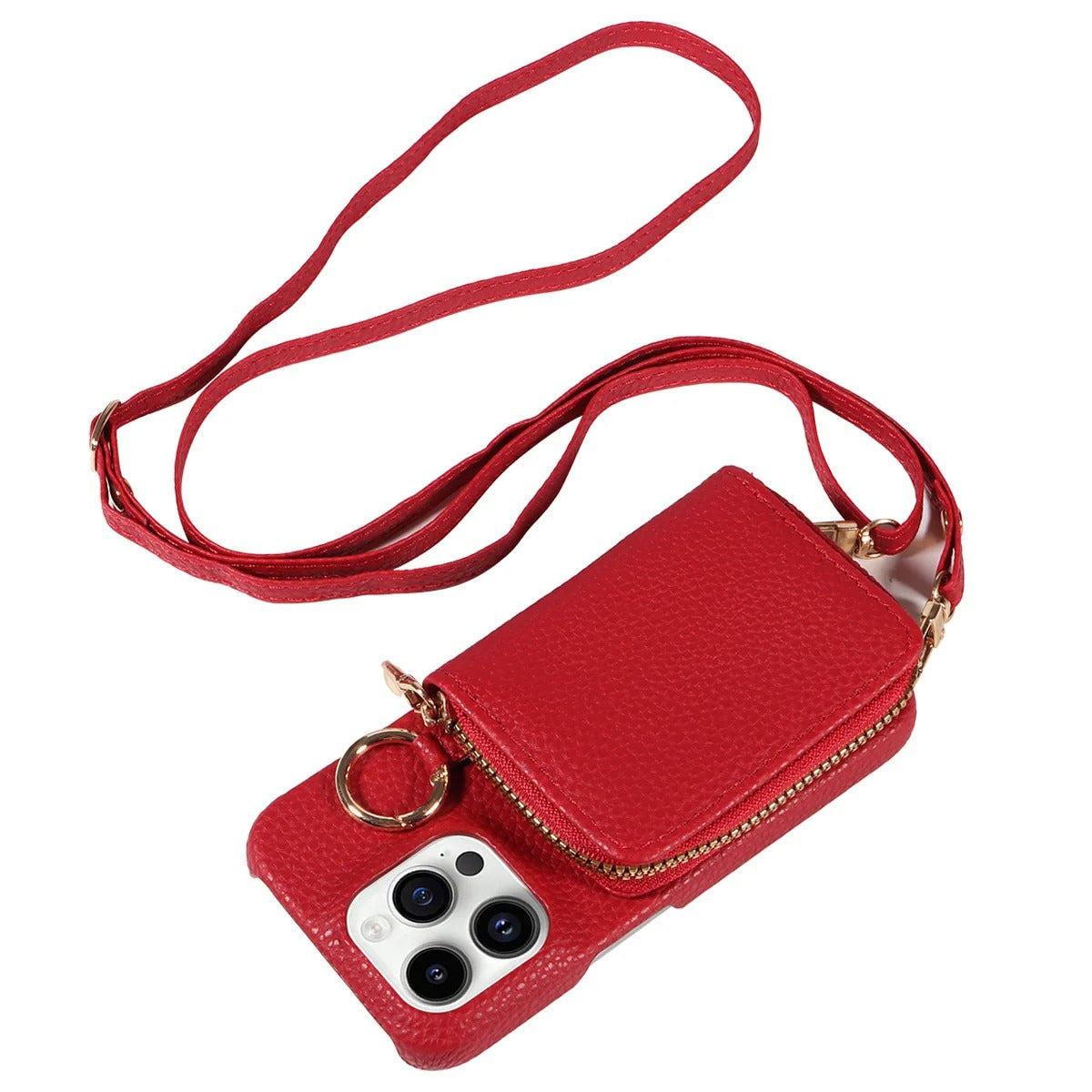 Luxury Leather Wallet iPhone Case — PU Leather Cover with Card Slots, Lanyard Strap, Shockproof Anti-Scratch Design, Lightweight and Dustproof