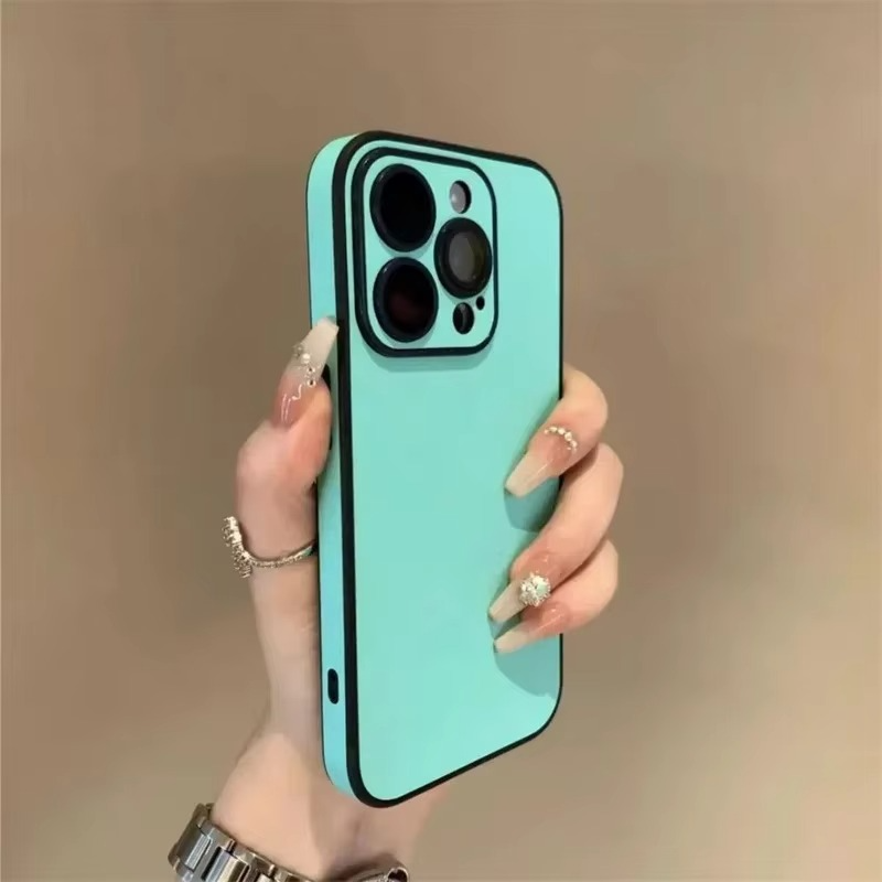 Luxury Leather iPhone Case — Soft Silicone Bumper, Shockproof Full Coverage, Anti-Fingerprint, Anti-Scratch, Dustproof, Lightweight Matte Finish