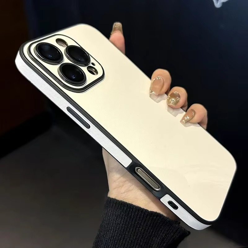 Luxury Leather iPhone Case — Soft Silicone Bumper, Shockproof Full Coverage, Anti-Fingerprint, Anti-Scratch, Dustproof, Lightweight Matte Finish