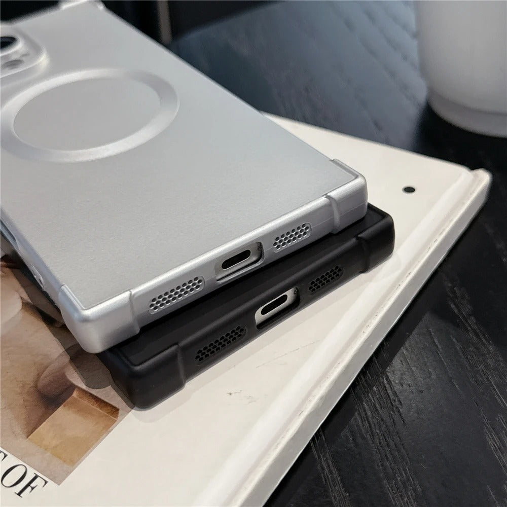 Luxury Magnetic iPhone Case MagSafe Compatible Shockproof Soft Bumper — Matte Anti-Fingerprint Cover, Non-Slip Grip, Wireless Charging Friendly