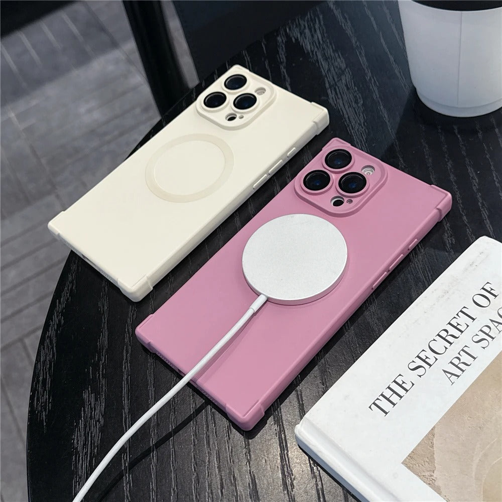 Luxury Magnetic iPhone Case MagSafe Compatible Shockproof Soft Bumper — Matte Anti-Fingerprint Cover, Non-Slip Grip, Wireless Charging Friendly