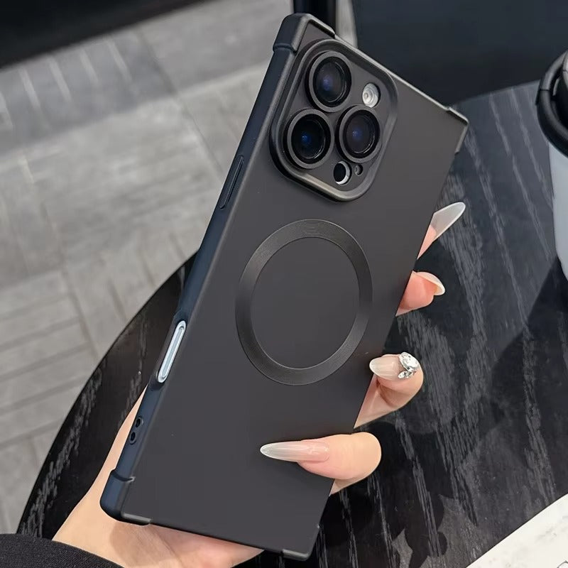 Luxury Magnetic iPhone Case MagSafe Compatible Shockproof Soft Bumper — Matte Anti-Fingerprint Cover, Non-Slip Grip, Wireless Charging Friendly