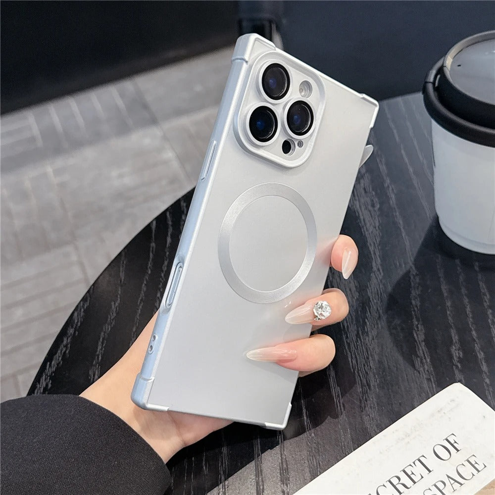 Luxury Magnetic iPhone Case MagSafe Compatible Shockproof Soft Bumper — Matte Anti-Fingerprint Cover, Non-Slip Grip, Wireless Charging Friendly