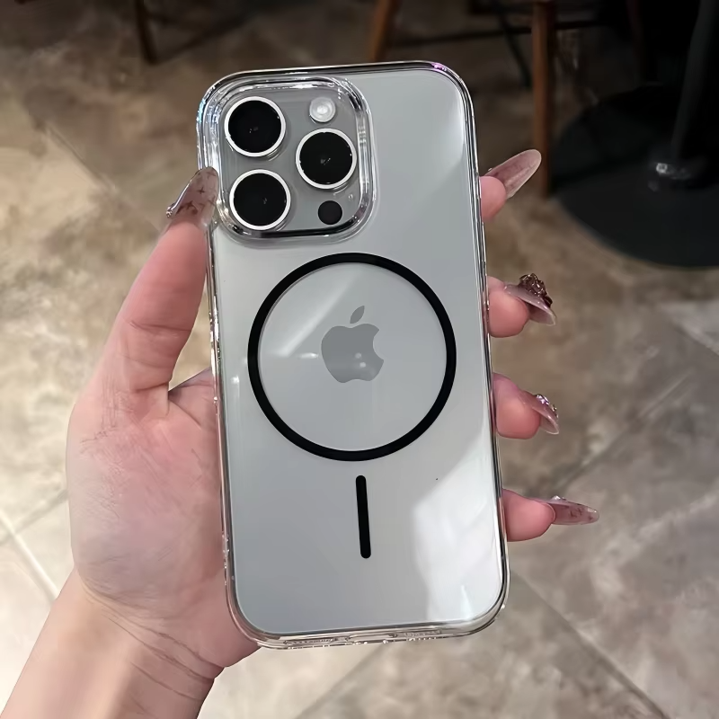 Luxury iPhone Case — Magnetic MagSafe Wireless-Charging Compatible, Shockproof, Anti-Fingerprint, Anti-Scratch, Transparent Half-Wrapped Cover