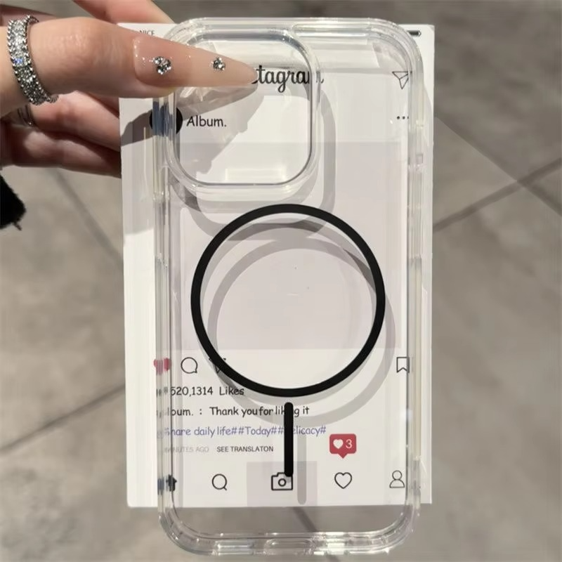 Luxury iPhone Case — Magnetic MagSafe Wireless-Charging Compatible, Shockproof, Anti-Fingerprint, Anti-Scratch, Transparent Half-Wrapped Cover