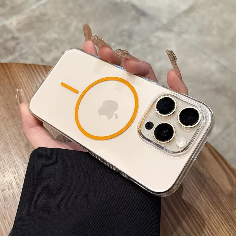 Luxury iPhone Case — Magnetic MagSafe Wireless-Charging Compatible, Shockproof, Anti-Fingerprint, Anti-Scratch, Transparent Half-Wrapped Cover