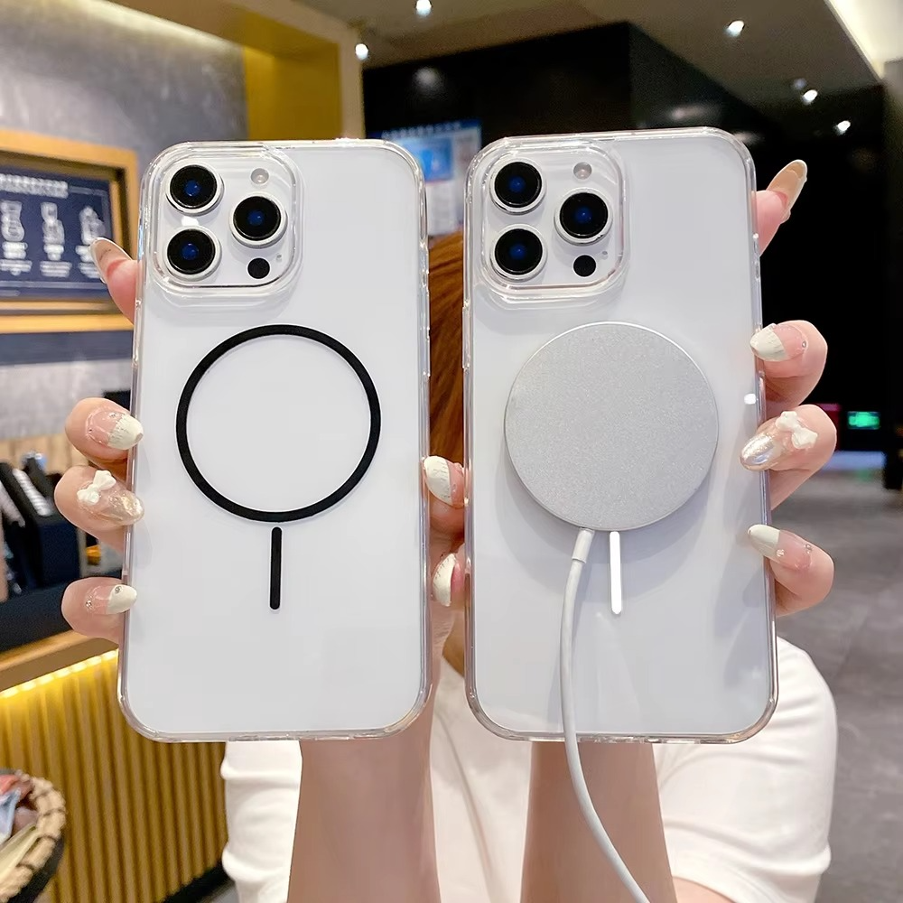 Luxury iPhone Case — Magnetic MagSafe Wireless-Charging Compatible, Shockproof, Anti-Fingerprint, Anti-Scratch, Transparent Half-Wrapped Cover