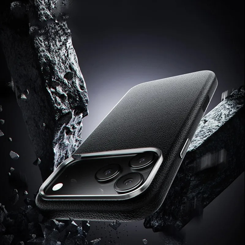 Luxury iPhone Case — Magnetic Wireless-Charging Leather Cover with Metal Camera Protection and Shockproof Anti-Fingerprint Full-Coverage Design