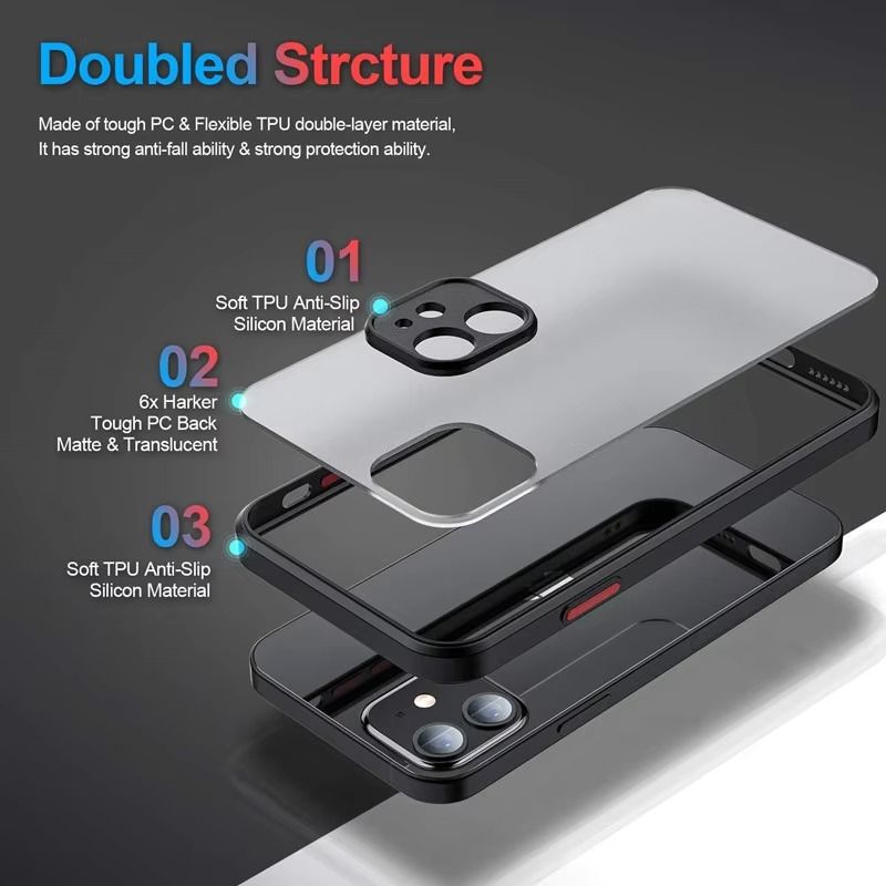 Luxury iPhone Case — Matte Silicone Shockproof, Anti-Fingerprint, Anti-Scratch, Non-Slip, Water-Resistant Full Protection Cover