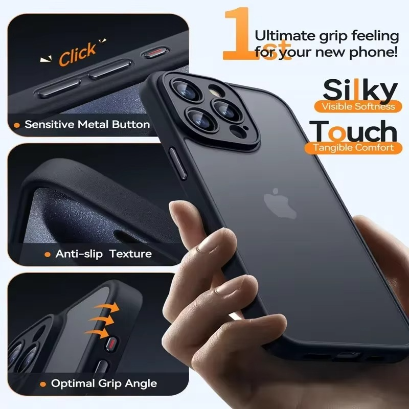 Luxury iPhone Case — Matte Silicone Shockproof, Anti-Fingerprint, Anti-Scratch, Non-Slip, Water-Resistant Full Protection Cover