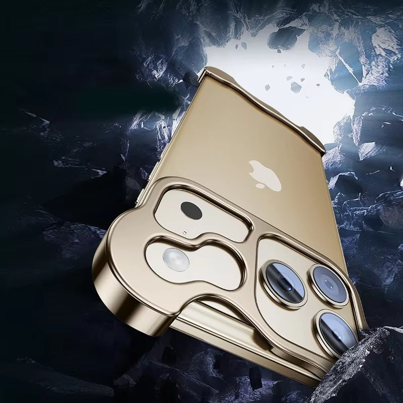 Luxury iPhone Case — Titanium Alloy Metal Bumper with Corner Protection, Metal Lens Guard and Slim Half-Wrapped Shock-Resistant Design