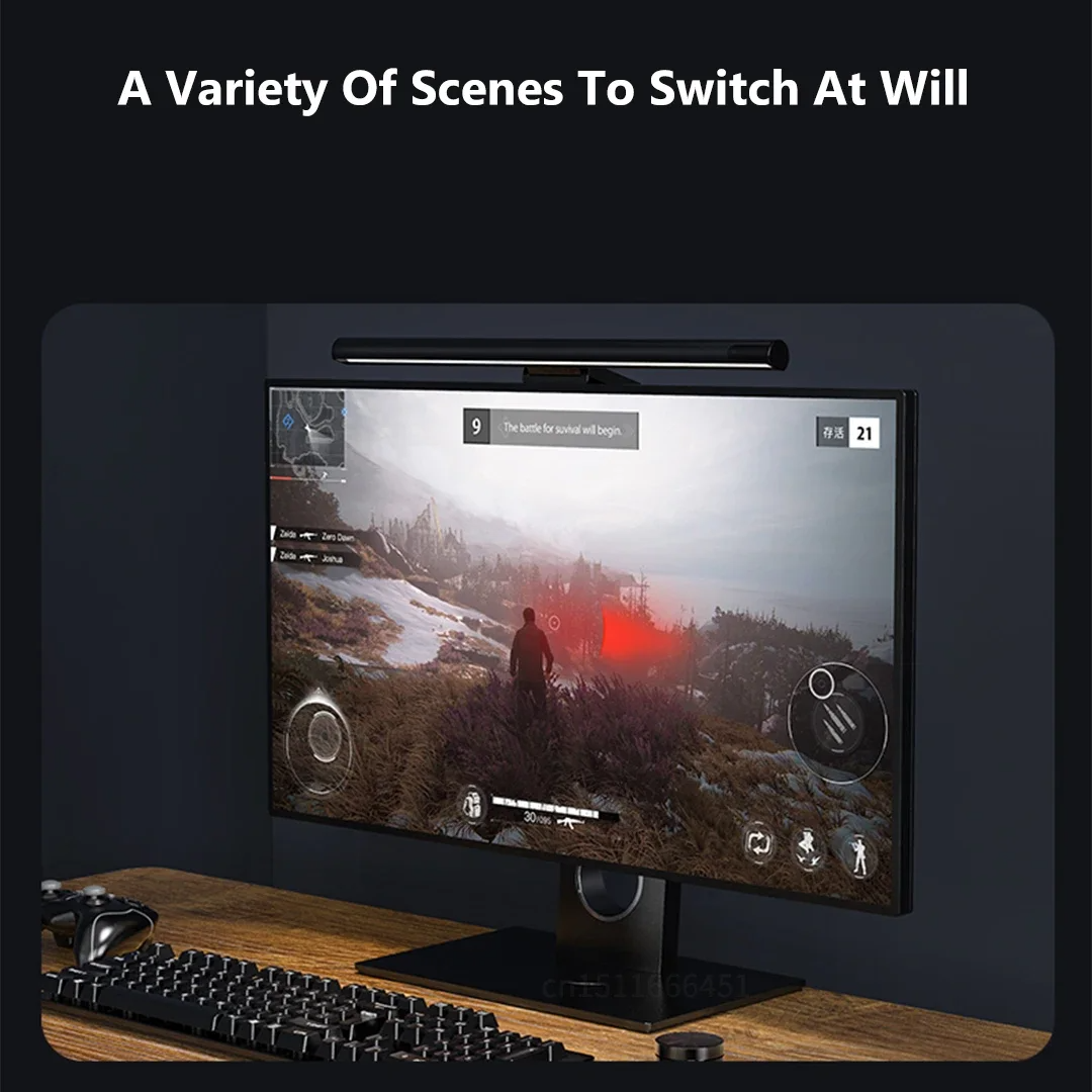 Luxury Monitor Screen Light Bar with Wireless Remote Control, Eye Protection LED Desk Lamp, Hanging Display Light for PC & Office Use