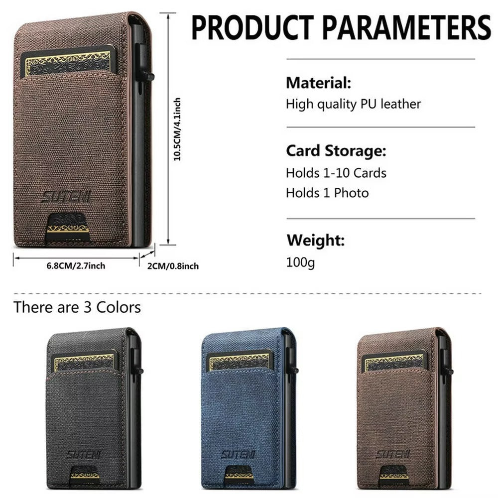 Luxury PU Leather Wallet Case with Automatic Card Eject Button, Shockproof Flip Design, Anti-Scratch Finish & Secure Card Storage