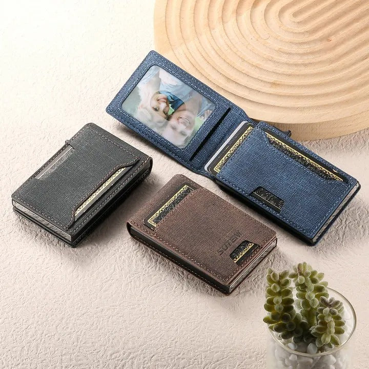 Luxury PU Leather Wallet Case with Automatic Card Eject Button, Shockproof Flip Design, Anti-Scratch Finish & Secure Card Storage