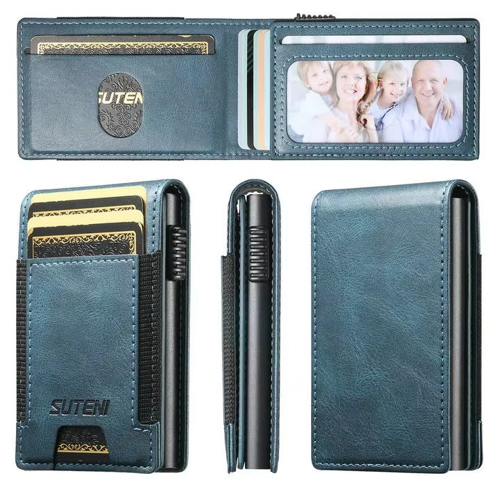 Luxury PU Leather Wallet Case with Automatic Card Eject Button, Shockproof Flip Design, Anti-Scratch Finish & Secure Card Storage