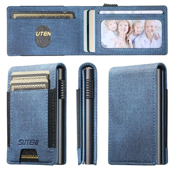 Luxury PU Leather Wallet Case with Automatic Card Eject Button, Shockproof Flip Design, Anti-Scratch Finish & Secure Card Storage