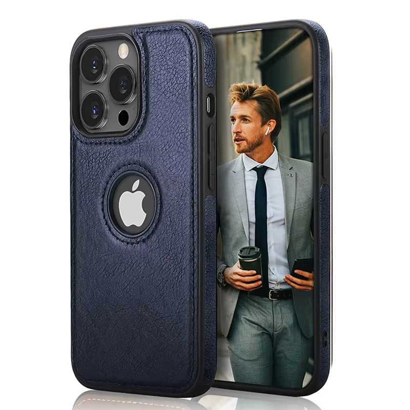 Luxury PU Leather iPhone Case — Shockproof Full Coverage Soft Business Back Cover with Anti-Fingerprint, Anti-Scratch, Dustproof, Non-Slip Design