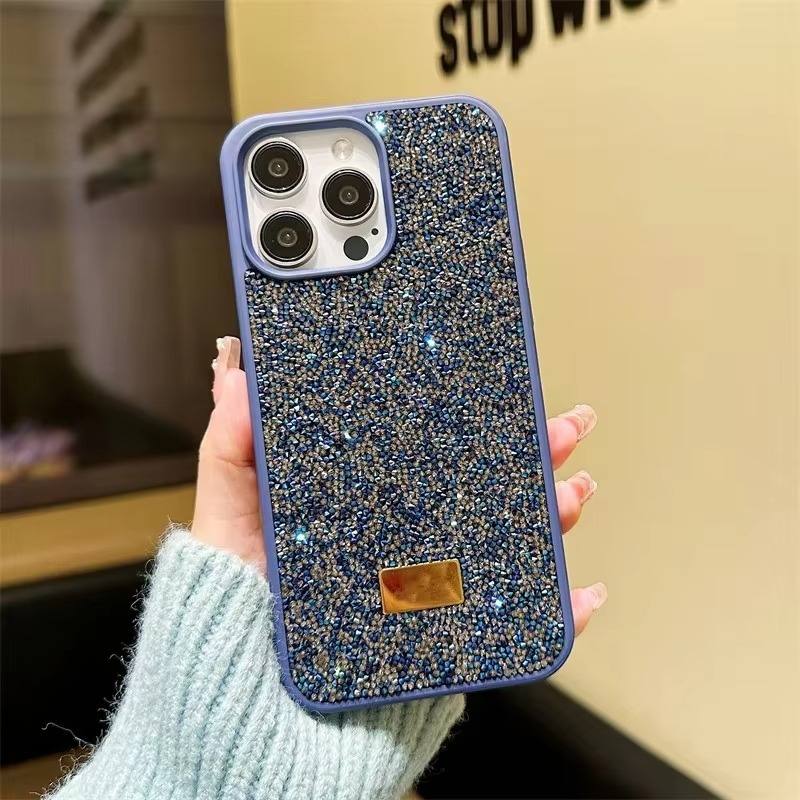 Luxury iPhone Case — Rhinestone Diamond Shockproof Protective Cover, Anti-Fingerprint, Anti-Scratch, Washable, Non-Slip, Glitter Finish, Half-Wrapped Design
