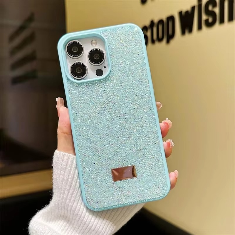 Luxury iPhone Case — Rhinestone Diamond Shockproof Protective Cover, Anti-Fingerprint, Anti-Scratch, Washable, Non-Slip, Glitter Finish, Half-Wrapped Design