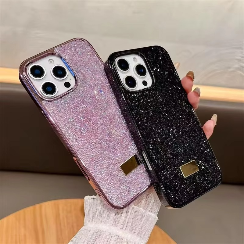 Luxury iPhone Case — Rhinestone Diamond Shockproof Protective Cover, Anti-Fingerprint, Anti-Scratch, Washable, Non-Slip, Glitter Finish, Half-Wrapped Design