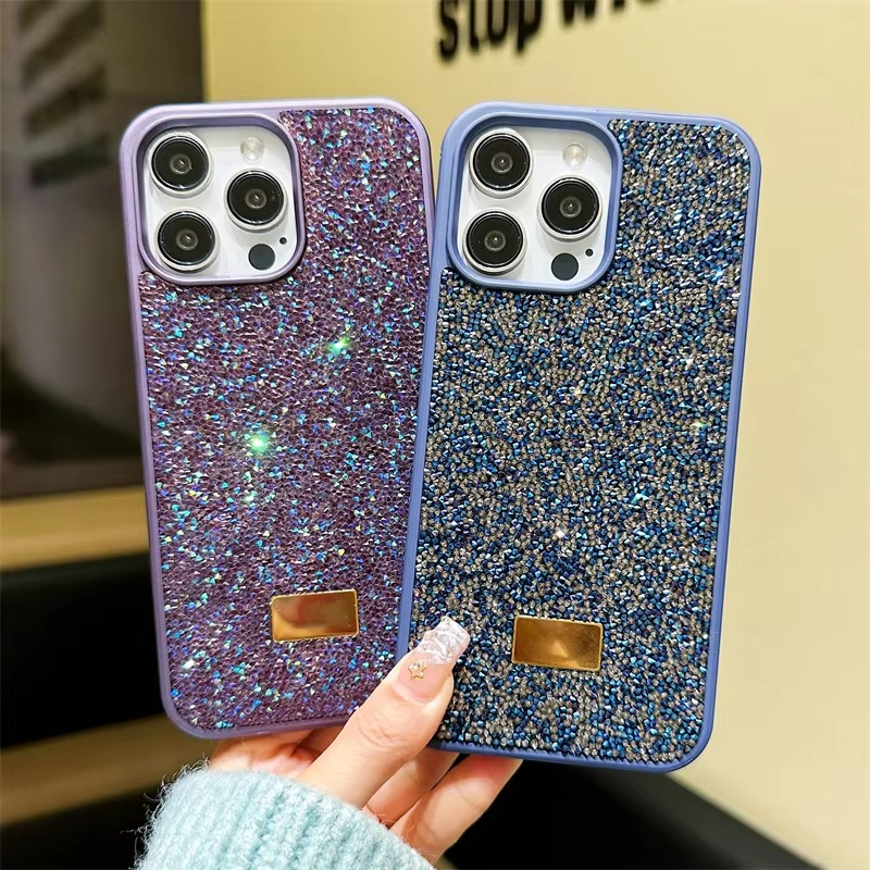 Luxury iPhone Case — Rhinestone Diamond Shockproof Protective Cover, Anti-Fingerprint, Anti-Scratch, Washable, Non-Slip, Glitter Finish, Half-Wrapped Design