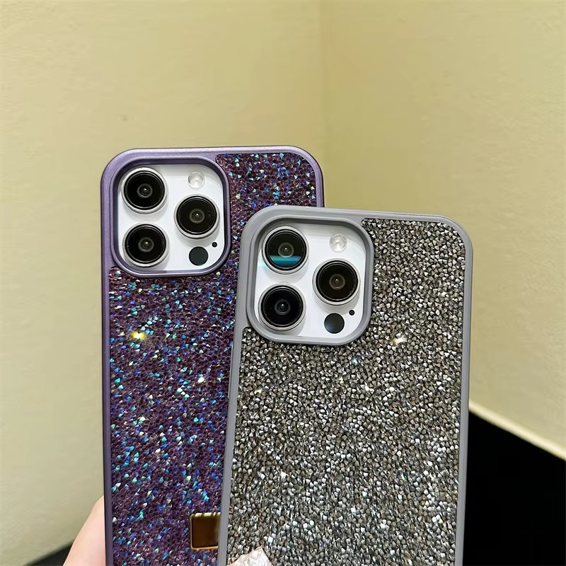 Luxury iPhone Case — Rhinestone Diamond Shockproof Protective Cover, Anti-Fingerprint, Anti-Scratch, Washable, Non-Slip, Glitter Finish, Half-Wrapped Design
