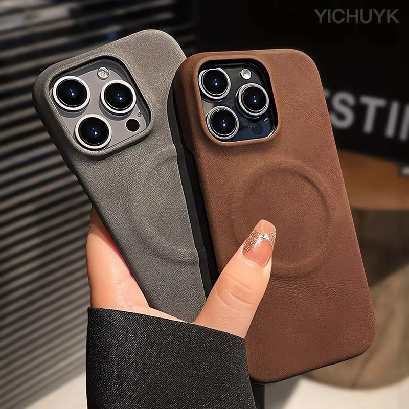 Luxury Sheepskin MagSafe iPhone Case — 3D Slim Protective Cover, Anti-Fingerprint, Anti-Scratch, Dustproof, Matte Finish, Lightweight Full Coverage