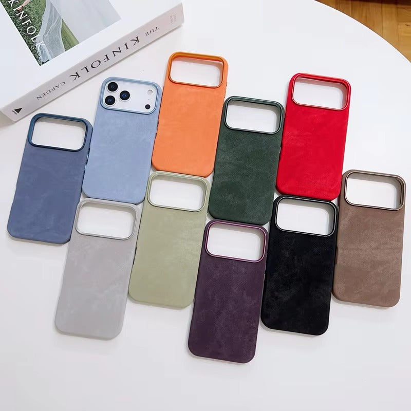 Luxury iPhone Case — Shockproof Flannel Texture Cover with TPU Anti-Scratch Back, Non-Slip Grip and Dustproof Slim Tough Protection