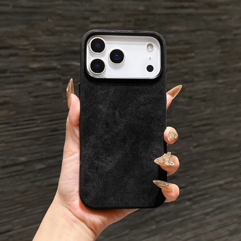 Luxury iPhone Case — Shockproof Flannel Texture Cover with TPU Anti-Scratch Back, Non-Slip Grip and Dustproof Slim Tough Protection