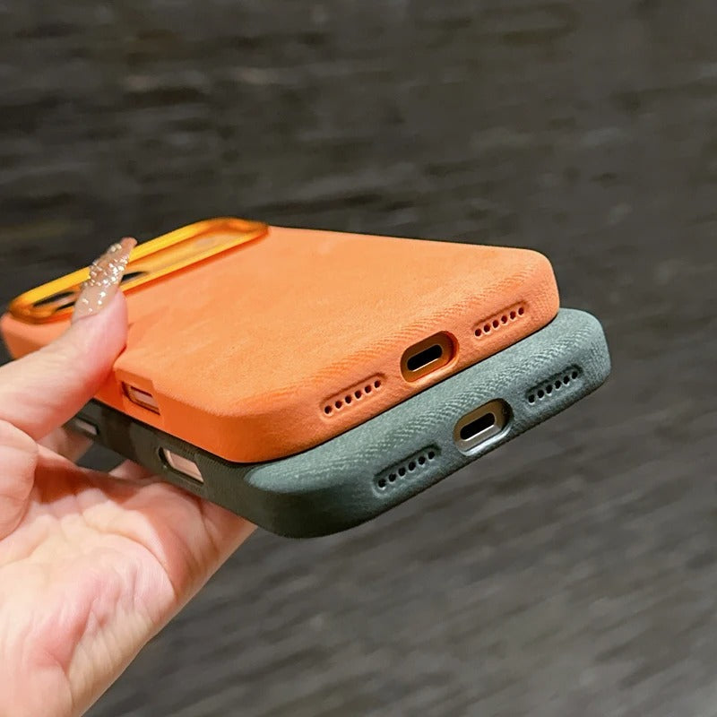 Luxury iPhone Case — Shockproof Flannel Texture Cover with TPU Anti-Scratch Back, Non-Slip Grip and Dustproof Slim Tough Protection