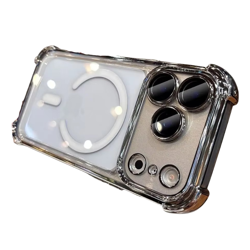 Luxury iPhone Case — Transparent MagSafe Soft TPU Airbag Cover with Shockproof Anti-Knock Clear Full Protection for Wireless Charging