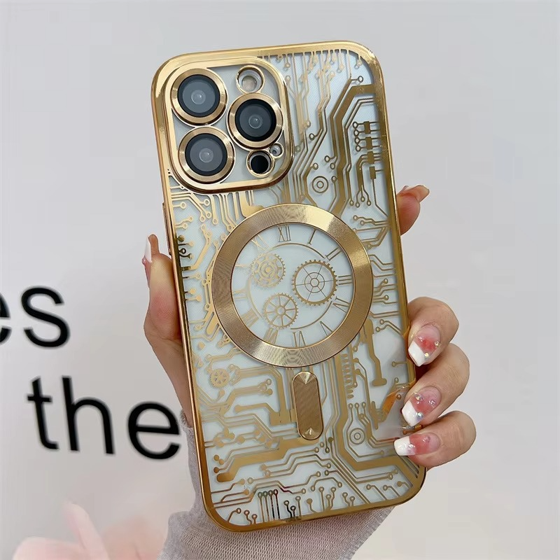 Luxury iPhone Case — Transparent Plating Magnetic Shockproof Armor, Anti-Fingerprint, Anti-Scratch, Non-Slip, Wireless-Charging Compatible, Half-Wrapped Cover