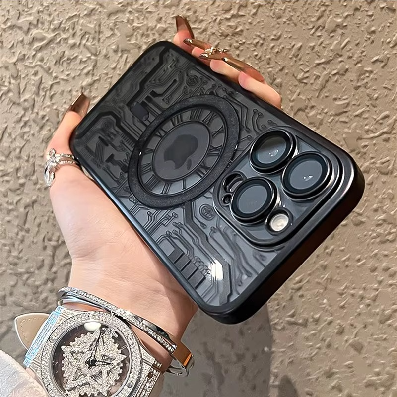 Luxury iPhone Case — Transparent Plating Magnetic Shockproof Armor, Anti-Fingerprint, Anti-Scratch, Non-Slip, Wireless-Charging Compatible, Half-Wrapped Cover