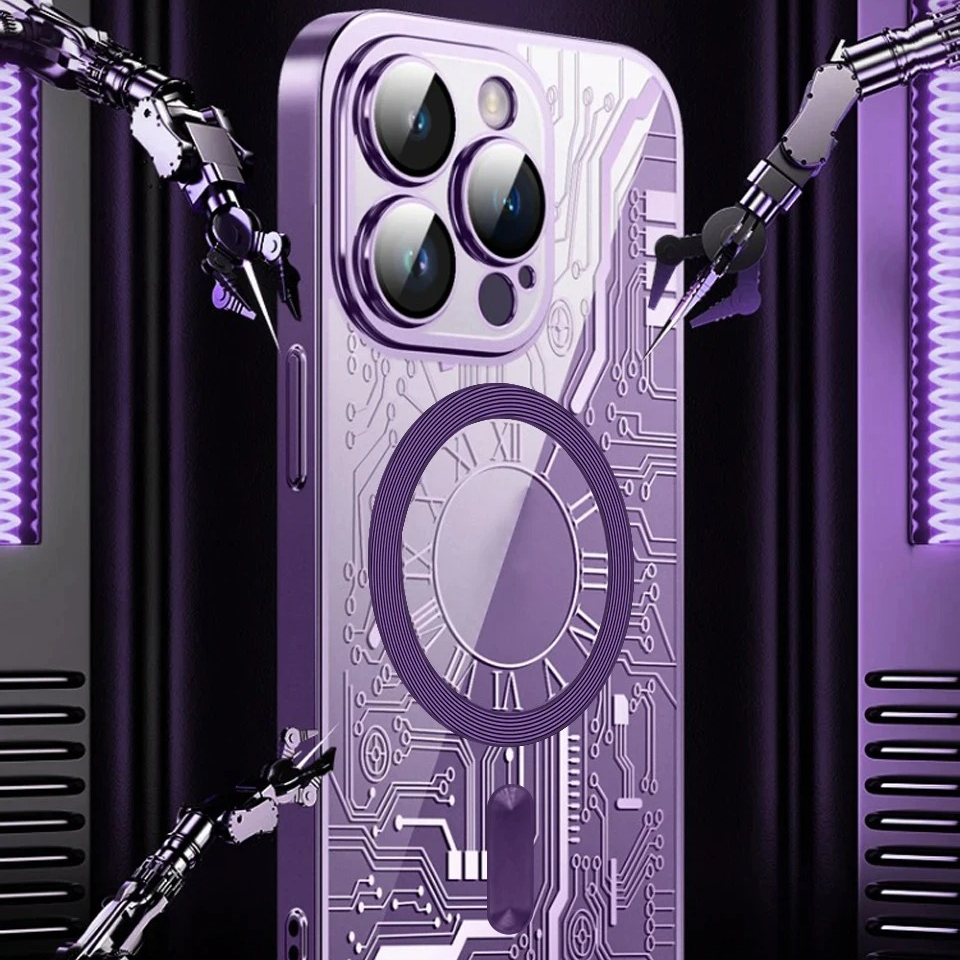 Luxury iPhone Case — Transparent Plating Magnetic Shockproof Armor, Anti-Fingerprint, Anti-Scratch, Non-Slip, Wireless-Charging Compatible, Half-Wrapped Cover