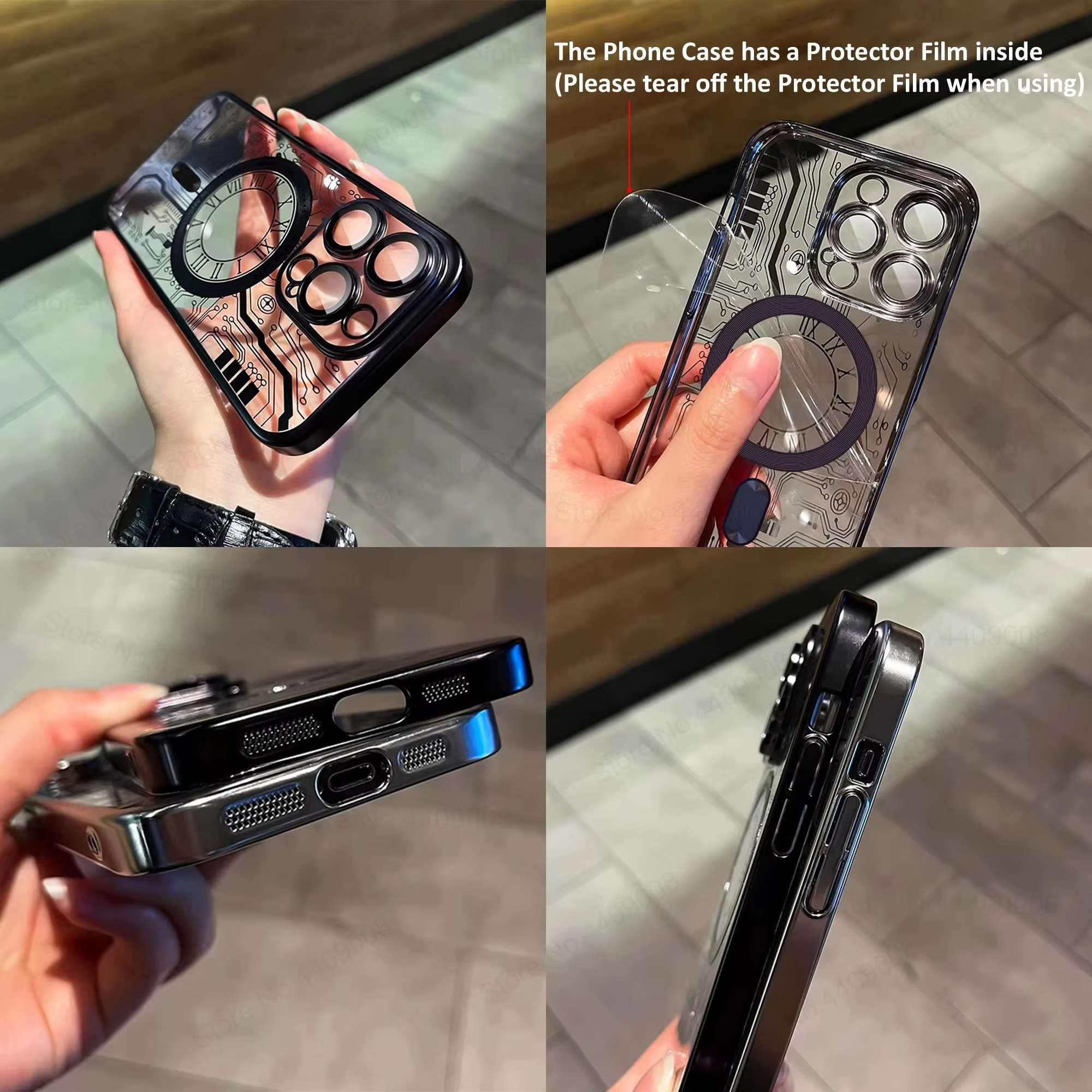 Luxury iPhone Case — Transparent Plating Magnetic Shockproof Armor, Anti-Fingerprint, Anti-Scratch, Non-Slip, Wireless-Charging Compatible, Half-Wrapped Cover