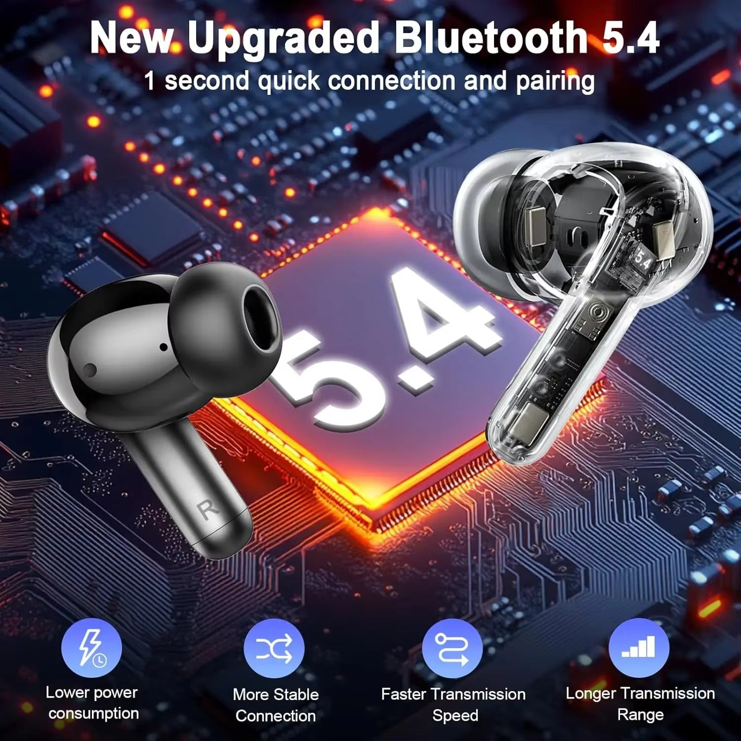 Luxury True Wireless Earbuds, Bluetooth Noise Cancelling In-Ear Headphones with HiFi Stereo & Waterproof Design