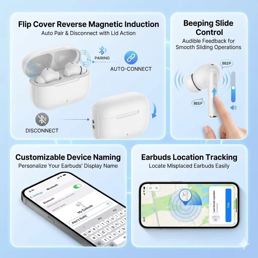 Luxury True Wireless Earbuds, Bluetooth Noise Cancelling In-Ear Headphones with HiFi Stereo & Waterproof Design