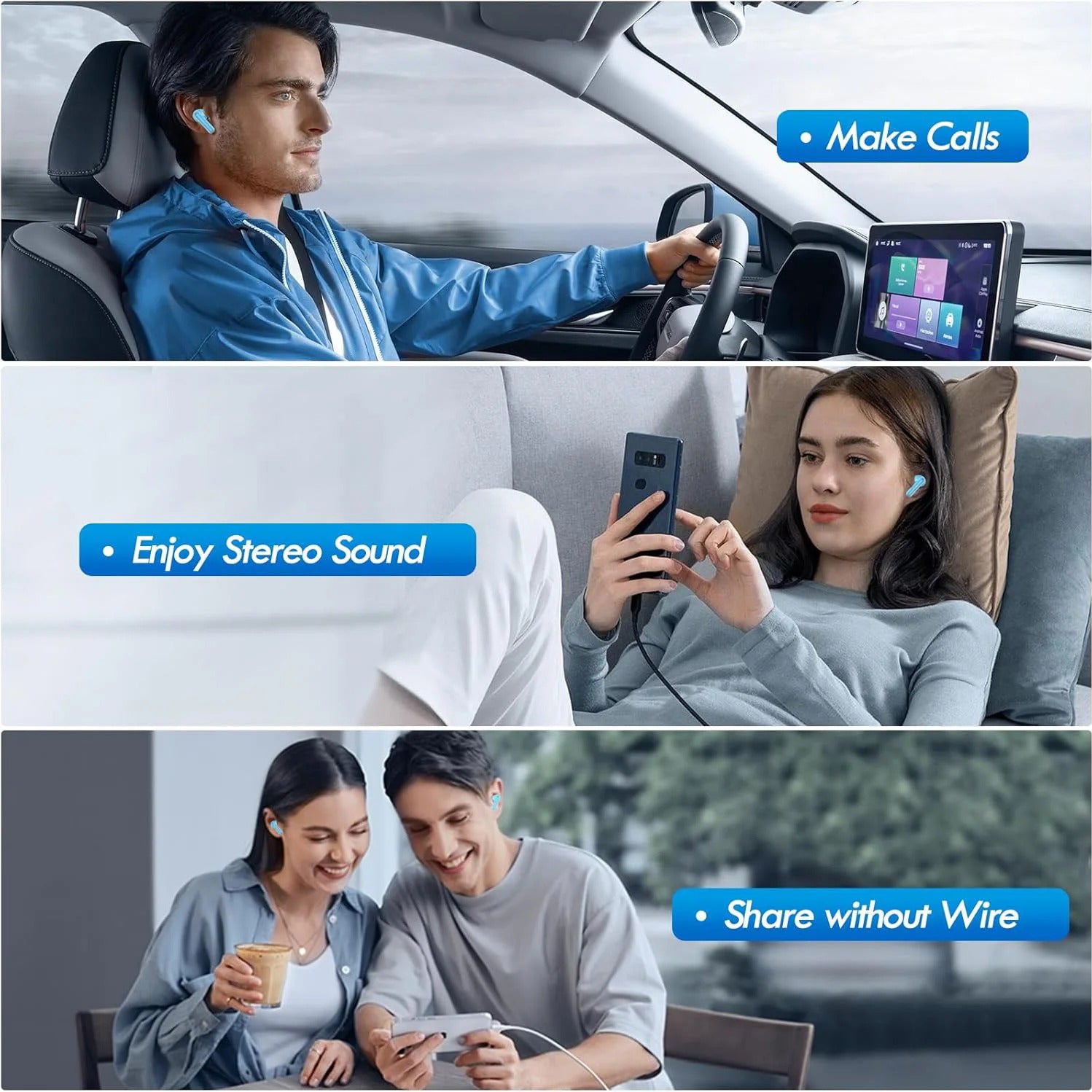 Luxury True Wireless Earbuds, Bluetooth Noise Cancelling In-Ear Headphones with HiFi Stereo & Waterproof Design