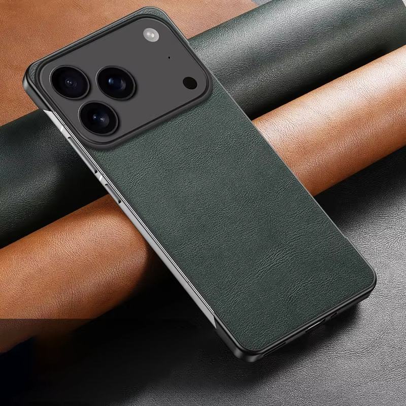 Luxury iPhone Case — Ultra-Thin Frameless Leather PC Cover with Solid-Color Design, Shockproof Anti-Fall Protection & MagSafe-Compatible Borderless Finish