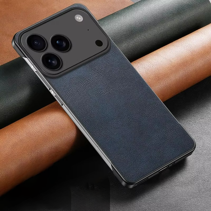 Luxury iPhone Case — Ultra-Thin Frameless Leather PC Cover with Solid-Color Design, Shockproof Anti-Fall Protection & MagSafe-Compatible Borderless Finish