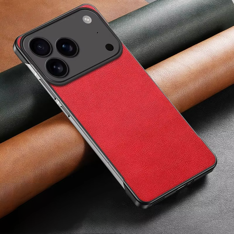 Luxury iPhone Case — Ultra-Thin Frameless Leather PC Cover with Solid-Color Design, Shockproof Anti-Fall Protection & MagSafe-Compatible Borderless Finish