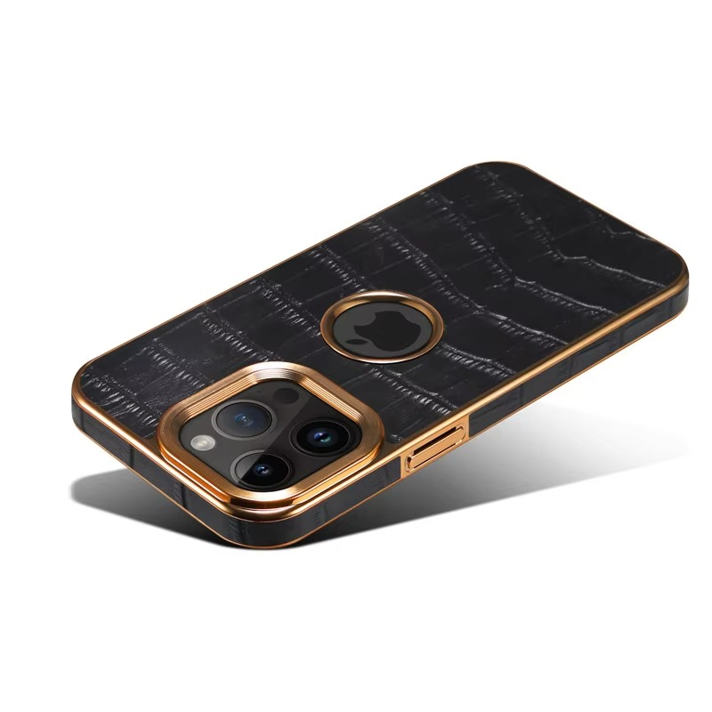 Luxury iPhone Case Crocodile Texture Leather Cover — Stylish Protective Back Shell, Slim Design with Anti-Fingerprint Scratch-Resistant Finish