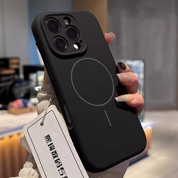 Luxury Liquid Silicone iPhone Case — Magnetic, Shockproof, Anti-Fingerprint, Anti-Scratch, Soft Half-Wrapped Cover, Wireless Charging Compatible, Colorful