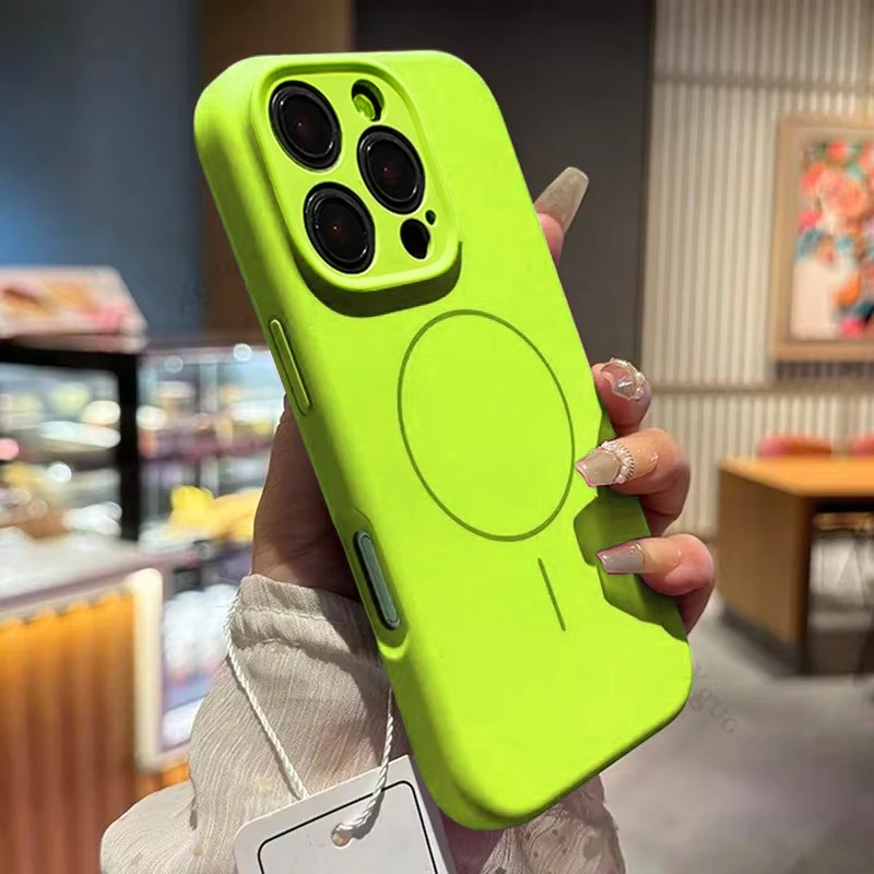 Luxury Liquid Silicone iPhone Case — Magnetic, Shockproof, Anti-Fingerprint, Anti-Scratch, Soft Half-Wrapped Cover, Wireless Charging Compatible, Colorful