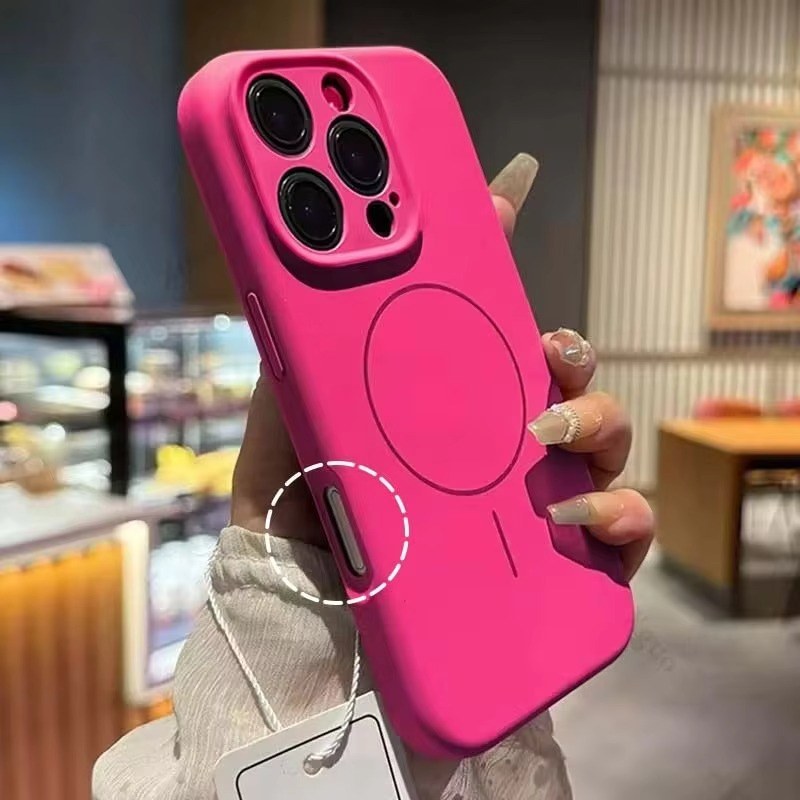 Luxury Liquid Silicone iPhone Case — Magnetic, Shockproof, Anti-Fingerprint, Anti-Scratch, Soft Half-Wrapped Cover, Wireless Charging Compatible, Colorful