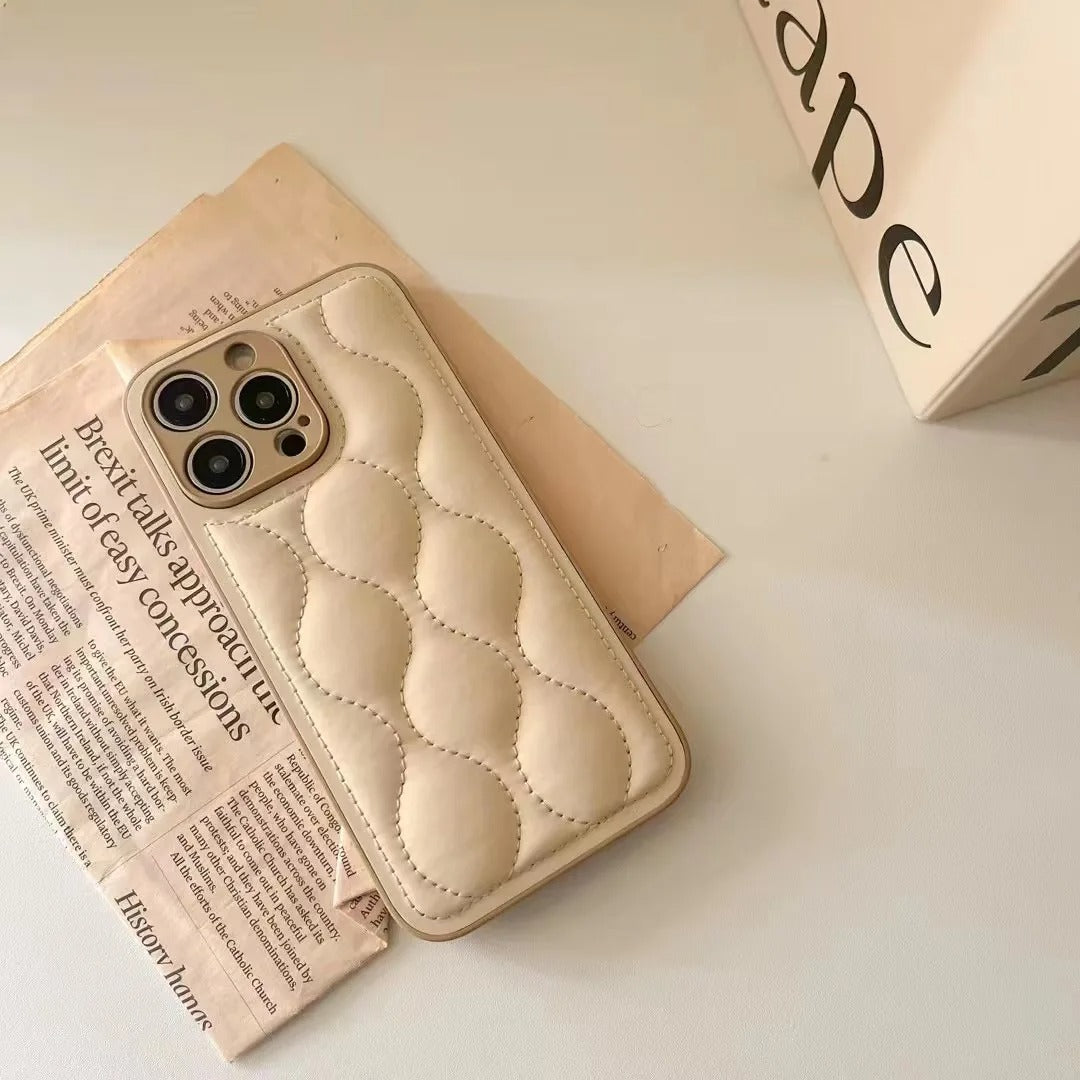 Luxury iPhone Case Retro Chocolate Water Ripple Design — Geometric Art Pattern, Cute Shockproof Full Coverage, Anti-Fingerprint Scratch-Resistant Cover