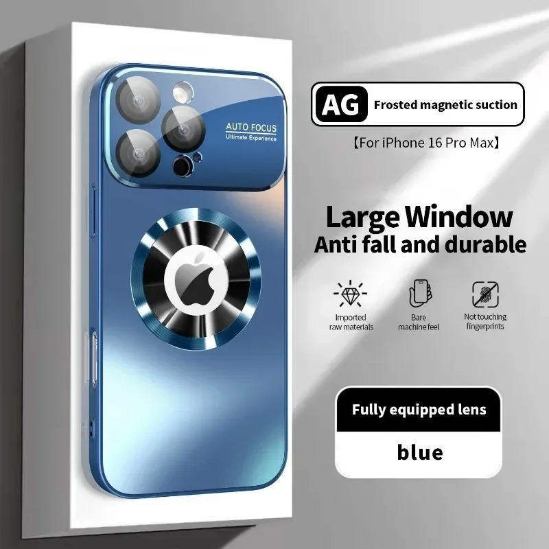 Luxury iPhone Case Titanium Metallic Matte Design — MagSafe Compatible with Glass Lens Protection, Slim Shockproof Anti-Fingerprint Scratch-Resistant Cover