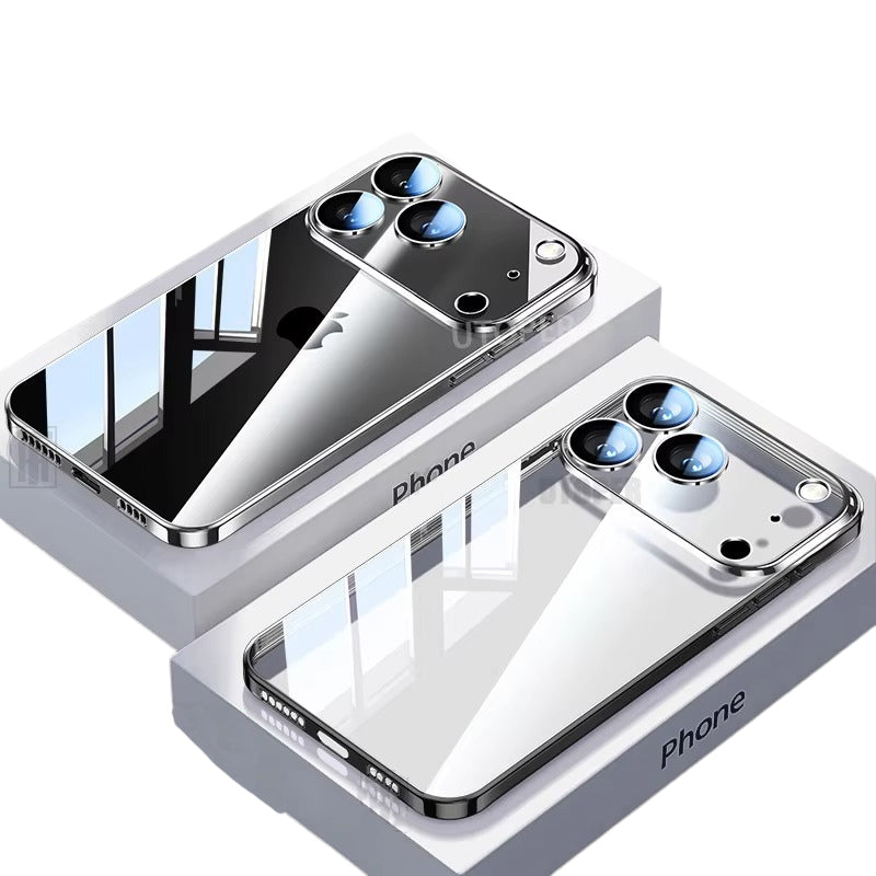 Luxury iPhone Case Ultra-Thin Transparent TPU Plating Cover — Full Lens Protection, Soft HD Shockproof Design, Anti-Fingerprint Scratch-Resistant Non-Slip Finish