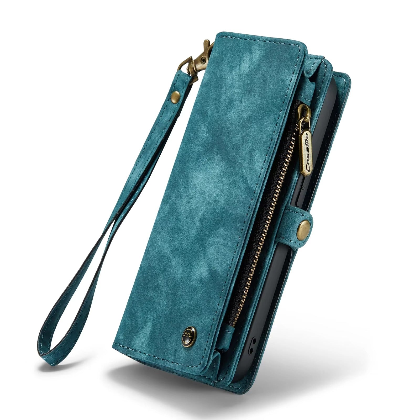 Luxury iPhone Case — 2-in-1 Detachable Magnetic Wallet Cover with Zipper Card Slots, Kickstand Feature and Matte Anti-Fingerprint Leather Design