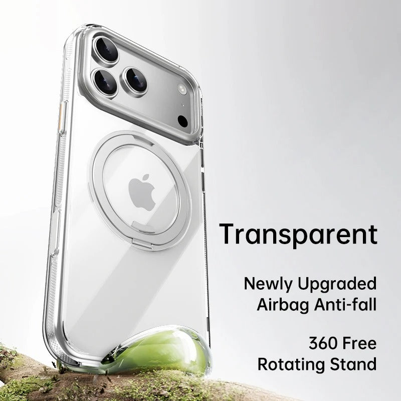 Luxury iPhone Case — 360° Mechanical Torque Rotating Stand Magnetic MagSafe Shockproof Cover
